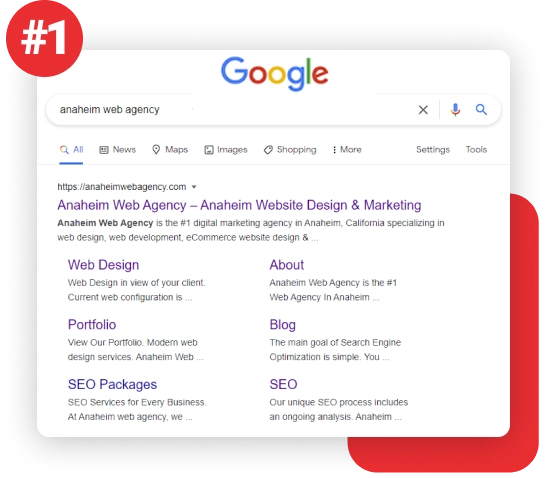 Anaheim Web Agency - Google Search Result